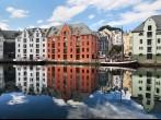 Alesund - traditional houses reflected in the canal